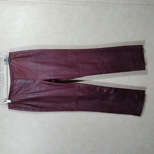 01L02 INC burgundy leather pants with topstitching 10P